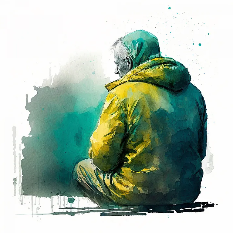Eine an Depression erkrankte Seniorin schaut traurig aus einem Fenster