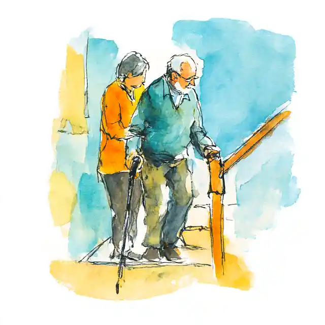 Demenzbetreuung zu Hause: Hilfe beim Treppensteigen