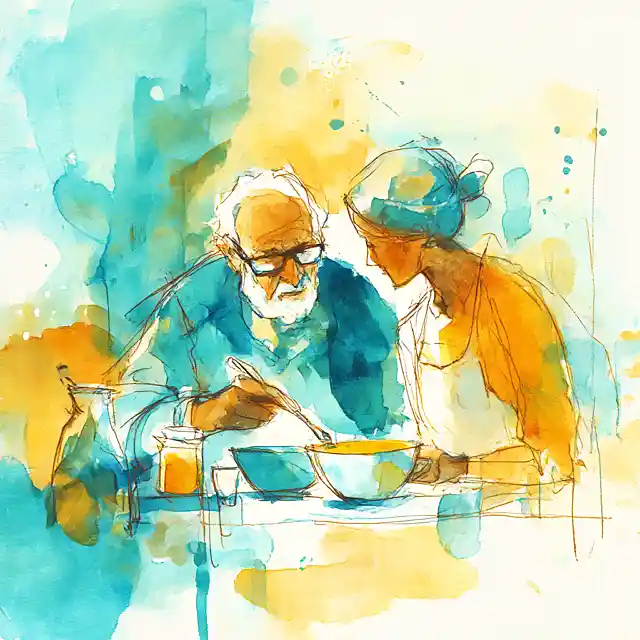 Hilfe bei der Ernährung einer demenzerkrankten Person